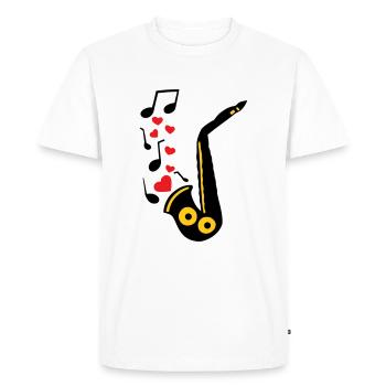 Saxophone sheet music 1 two-tone - Men's Premium Organic T-Shirt - white - Front - Nico (187cm)