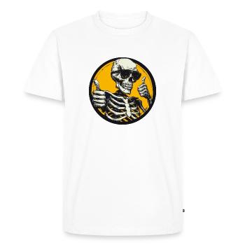 Squelette avec les pouces levés - T-shirt Premium bio Homme - blanc - Devant - Nico (187cm)