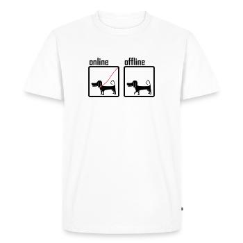 online / offline (Hund) - Männer Premium Bio T-Shirt - Weiß - Vorne - Nico (187cm)