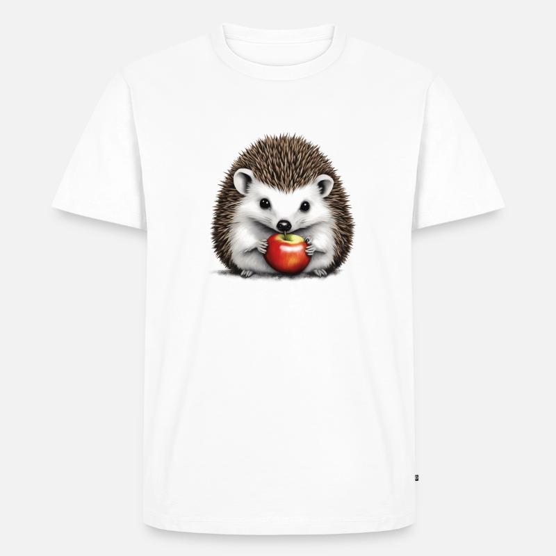 Igel mit Apfel 2 - Männer Premium Bio T-Shirt - Weiß