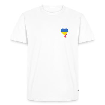 Solidarity and a heart for Ukraine - Men's Premium Organic T-Shirt - white - Front - Nico (187cm)