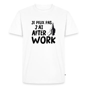je peux pas j'ai after work - T-shirt Premium bio Homme - blanc - Devant - Nico (187cm)