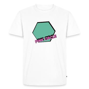 Vintage Hexagon with Text - Men's Premium Organic T-Shirt - white - Front - Nico (187cm)