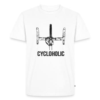 Vélo Velo Cycloholic - T-shirt Premium bio Homme - blanc - Devant - Nico (187cm)