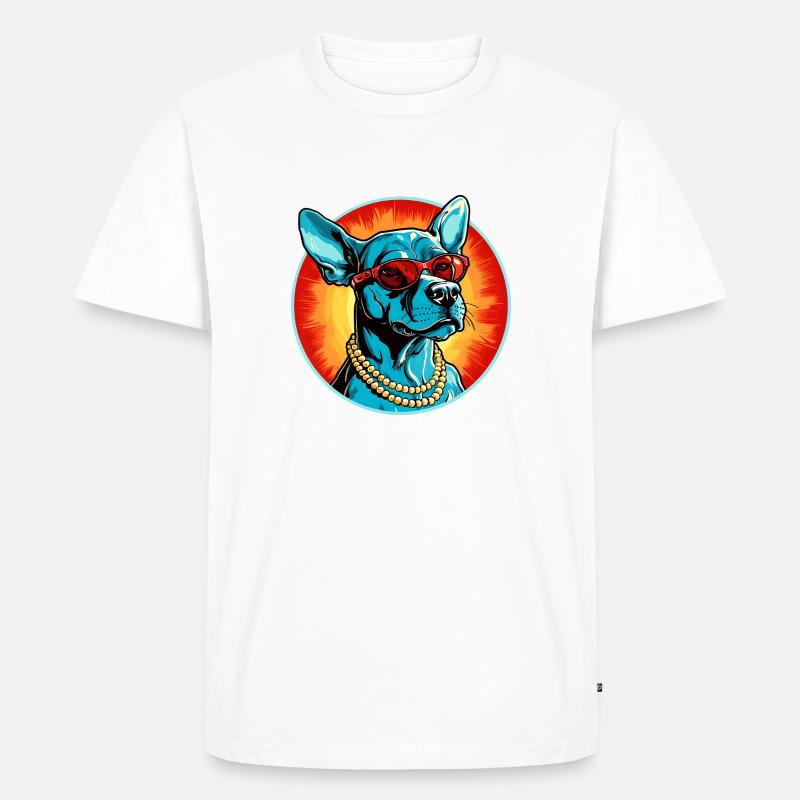 Blauer Hund mit Sonnenbrille - Männer Premium Bio T-Shirt - Weiß