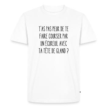 tête de gland - T-shirt Premium bio Homme - blanc - Devant - Nico (187cm)