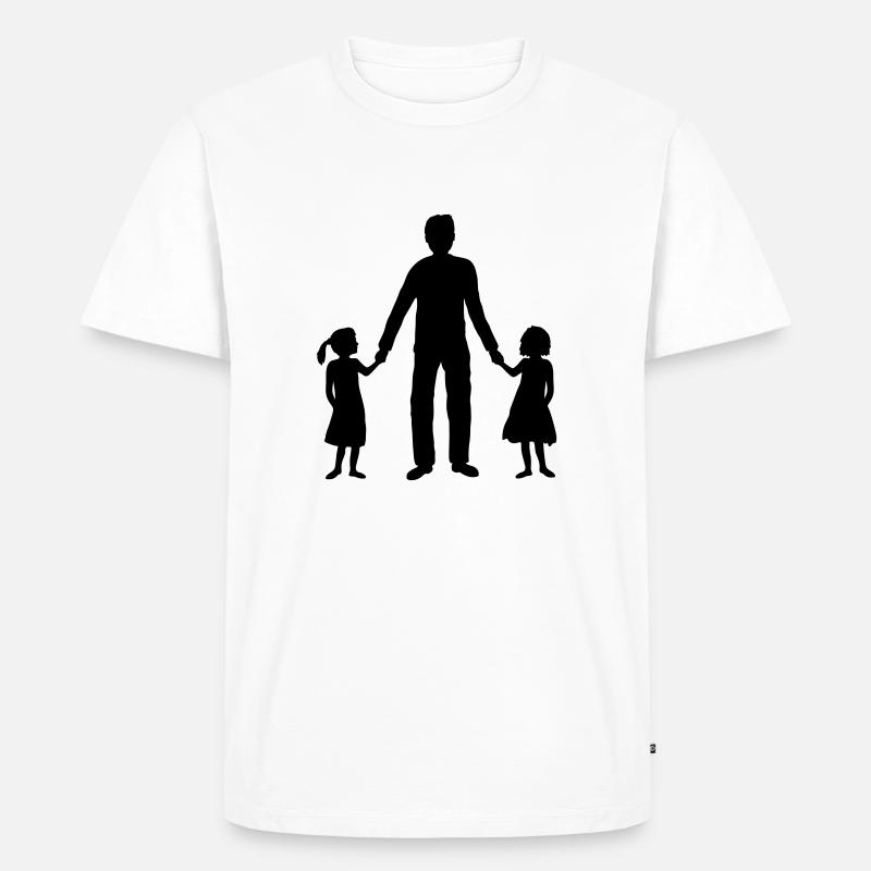 2 Töchter Papa Team - Männer Premium Bio T-Shirt - Weiß