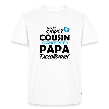 super cousin - papa exceptionnel - T-shirt Premium bio Homme - blanc - Devant - Nico (187cm)