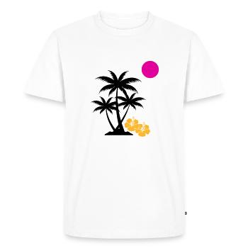 Palm Sunset - Men's Premium Organic T-Shirt - white - Front - Nico (187cm)