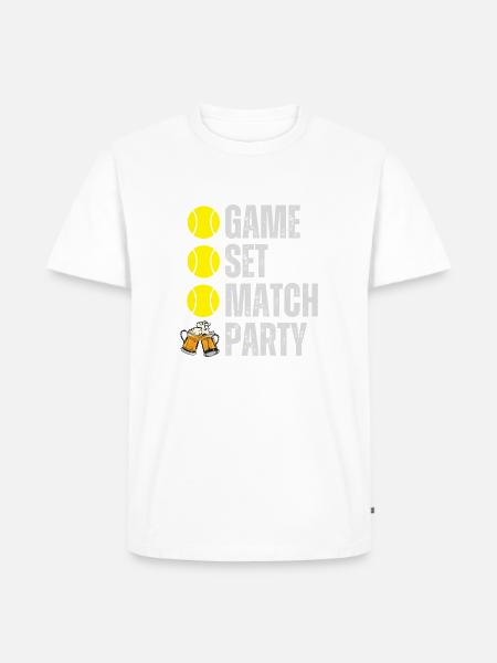 GAME SET HAPPINESs - Männer Premium Bio T-Shirt - Weiß