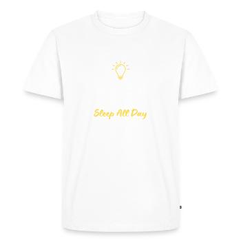 Fun "Keep Calm and Sleep All Day" T-shirt - Men's Premium Organic T-Shirt - white - Front - Nico (187cm)