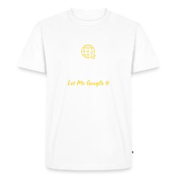 Humorous T-shirt "Keep Calm and Let Me Google" - Men's Premium Organic T-Shirt - white - Front - Nico (187cm)