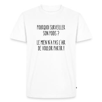 pourquoi surveiller son poids - T-shirt Premium bio Homme - blanc - Devant - Nico (187cm)