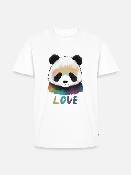 Panda Bär Love Liebe Kinder - Männer Premium Bio T-Shirt - Weiß