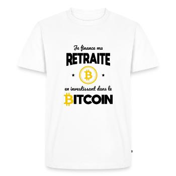 Finance ma retraite en investissant dans Bitcoin - T-shirt Premium bio Homme - blanc - Devant - Nico (187cm)