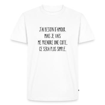 je vais prendre une cuite - T-shirt Premium bio Homme - blanc - Devant - Nico (187cm)