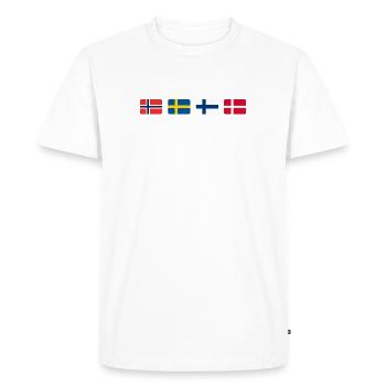 SCANDINAVIA EXPLORER white-lettered - T-shirt Premium bio Homme - blanc - Devant - Nico (187cm)
