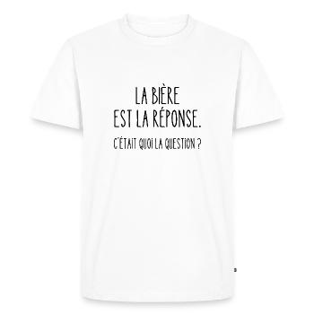 la bière est la réponse - T-shirt Premium bio Homme - blanc - Devant - Nico (187cm)