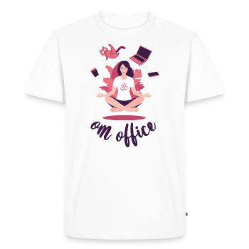 OM Office Yoga Homeoffice AUM Cat Meditation - Men's Premium Organic T-Shirt - white - Front - Nico (187cm)