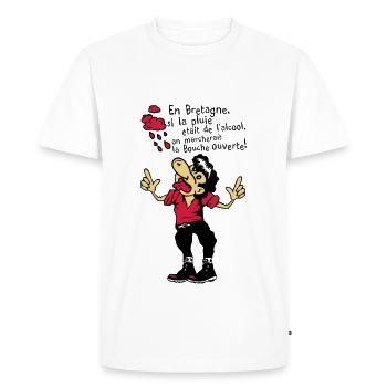 breton bouche ouverte alcool humour citation - T-shirt Premium bio Homme - blanc - Devant - Nico (187cm)