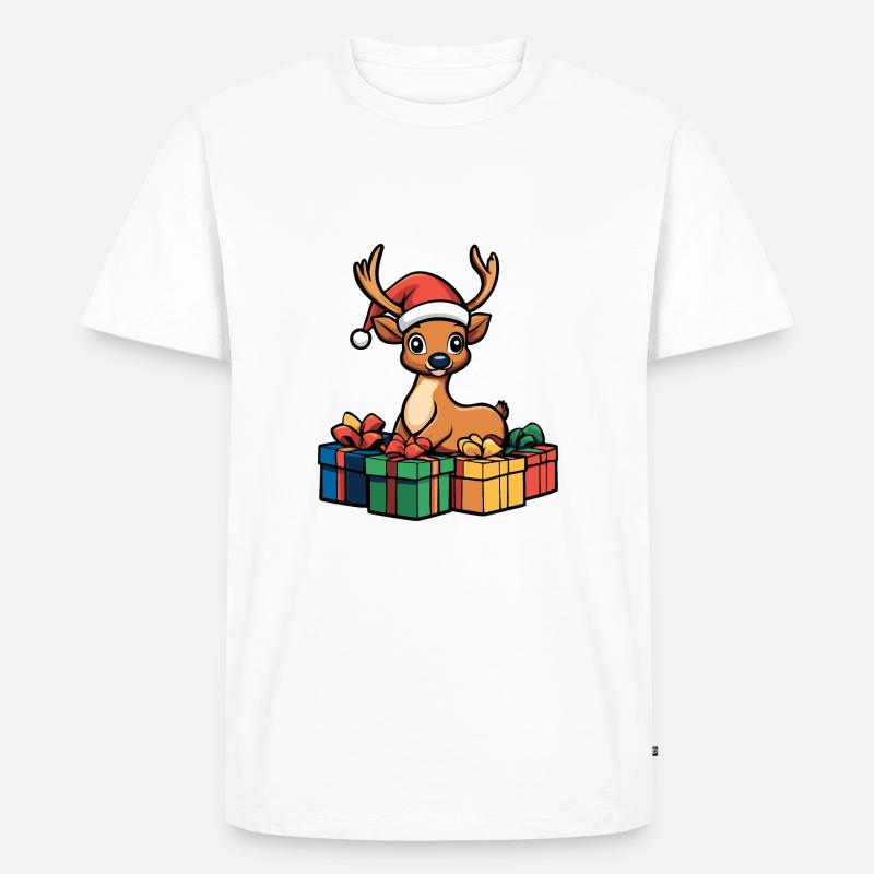 Hirsch Weihnachten Comic Geschenke - Männer Premium Bio T-Shirt - Weiß