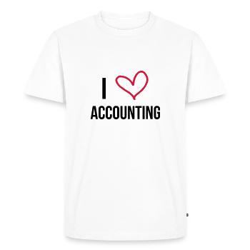 comptable / comptabilité / argent / Finance / Euro - T-shirt Premium bio Homme - blanc - Devant - Nico (187cm)