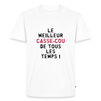 Casse-cou / Casse cou / Sport / Freestyle / Risque - T-shirt Premium bio Homme - blanc - Devant - Nico (187cm)