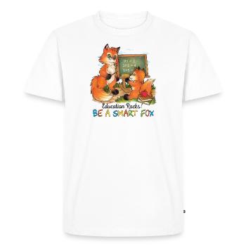 Education Rocks! Be a smart Fox - gift idea - Men's Premium Organic T-Shirt - white - Front - Nico (187cm)