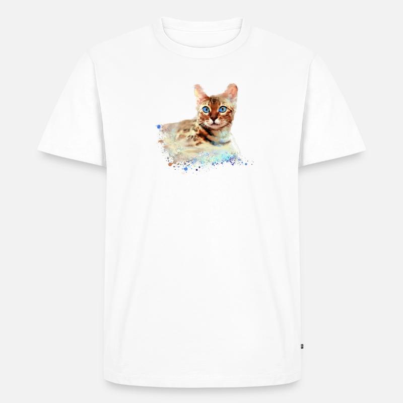 bengalkatze,katze,bengal,graffiti,malerei,aquarell - Männer Premium Bio T-Shirt - Weiß