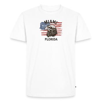 USA Flag Eagle Florida Vintage Miami - T-shirt Premium bio Homme - blanc - Devant - Nico (187cm)