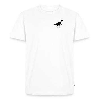 Badge - Mignon Dinosaure Iguanodon - T-shirt Premium bio Homme - blanc - Devant - Nico (187cm)