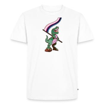 LGBTQ Flag - Dinosaur Sexual Fluid - Men's Premium Organic T-Shirt - white - Front - Nico (187cm)