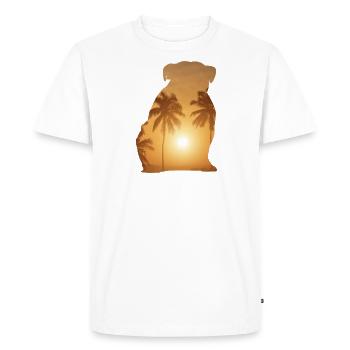 Plage d’été - Bouledogue anglais - T-shirt Premium bio Homme - blanc - Devant - Nico (187cm)