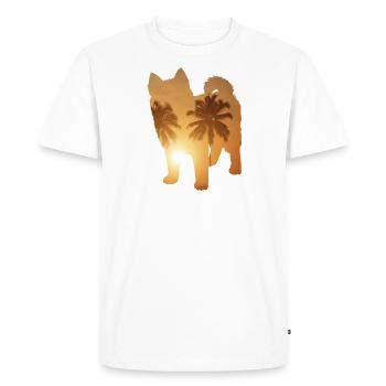 Plage d’été - Pomsky - T-shirt Premium bio Homme - blanc - Devant - Nico (187cm)