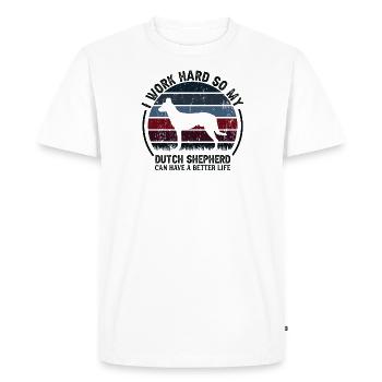 Travail acharné - Retro Dutch Shepherd - T-shirt Premium bio Homme - blanc - Devant - Nico (187cm)