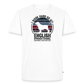 Hard Work - Retro English Spaniel - Men's Premium Organic T-Shirt - white - Front - Nico (187cm)