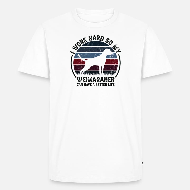 Arbeit Hart - Retro Weimaranerer - Männer Premium Bio T-Shirt - Weiß