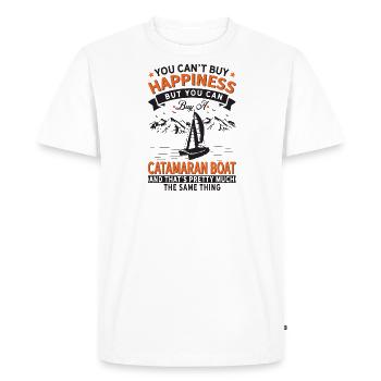 Je ne peux pas acheter du bonheur, mais catamaran - T-shirt Premium bio Homme - blanc - Devant - Nico (187cm)