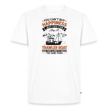 Je ne peux pas acheter de la chance, mais un chalutier - T-shirt Premium bio Homme - blanc - Devant - Nico (187cm)