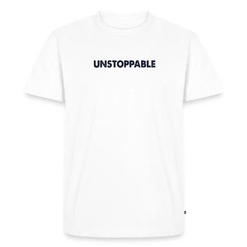 Proverbe motivant - Imparable - T-shirt Premium bio Homme - blanc - Devant - Nico (187cm)
