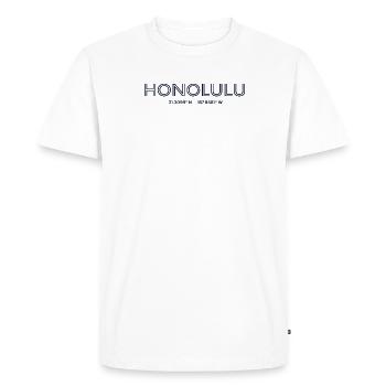 Coordonnées de la ville États-Unis - Honolulu - T-shirt Premium bio Homme - blanc - Devant - Nico (187cm)