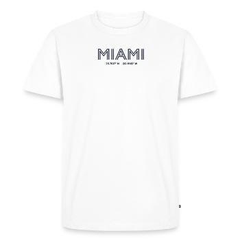 Coordonnées de la ville des États-Unis - Miami - T-shirt Premium bio Homme - blanc - Devant - Nico (187cm)