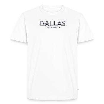 Coordonnées de la ville des États-Unis - Dallas - T-shirt Premium bio Homme - blanc - Devant - Nico (187cm)