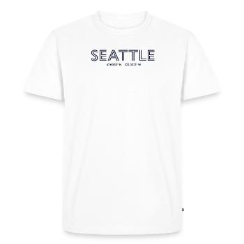 Coordonnées de la ville des États-Unis - Seattle - T-shirt Premium bio Homme - blanc - Devant - Nico (187cm)