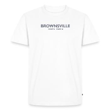 Coordonnées de la ville des États-Unis - Brownsville - T-shirt Premium bio Homme - blanc - Devant - Nico (187cm)