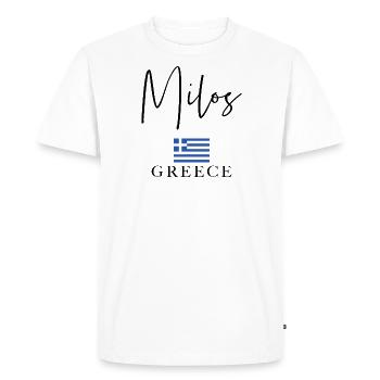 Holiday with Greek flag - Milos Island - Men's Premium Organic T-Shirt - white - Front - Nico (187cm)