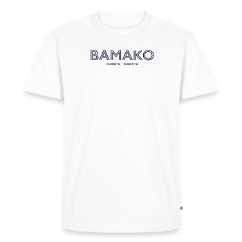 Coordonnées de la ville du Mali - Bamako - T-shirt Premium bio Homme - blanc - Devant - Nico (187cm)