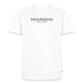 Coordonnées de la ville de Somalie - Mogadiscio - T-shirt Premium bio Homme - blanc - Devant - Nico (187cm)