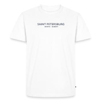 Coordonnées de la ville de Russie - Saint-Pétersbourg - T-shirt Premium bio Homme - blanc - Devant - Nico (187cm)