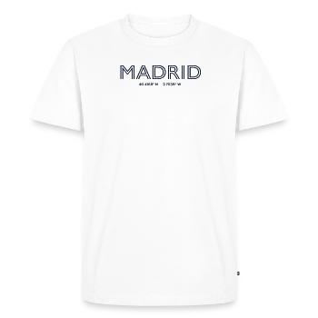 Coordonnées de la ville d’Espagne - Madrid - T-shirt Premium bio Homme - blanc - Devant - Nico (187cm)